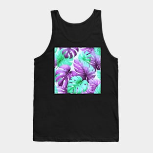 Pastel Purple Monstera Tropical Leaves Tank Top